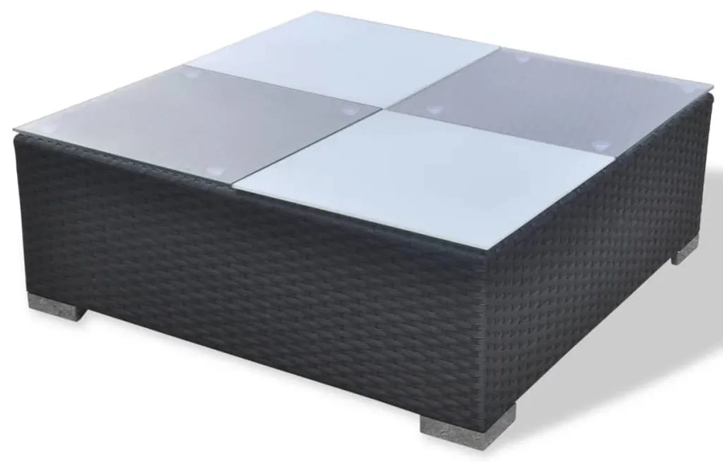 5 pcs conjunto lounge de jardim c/ almofadões vime PE preto