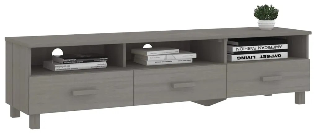 Móvel de TV HAMAR 158x40x40 cm pinho maciço cinza-claro