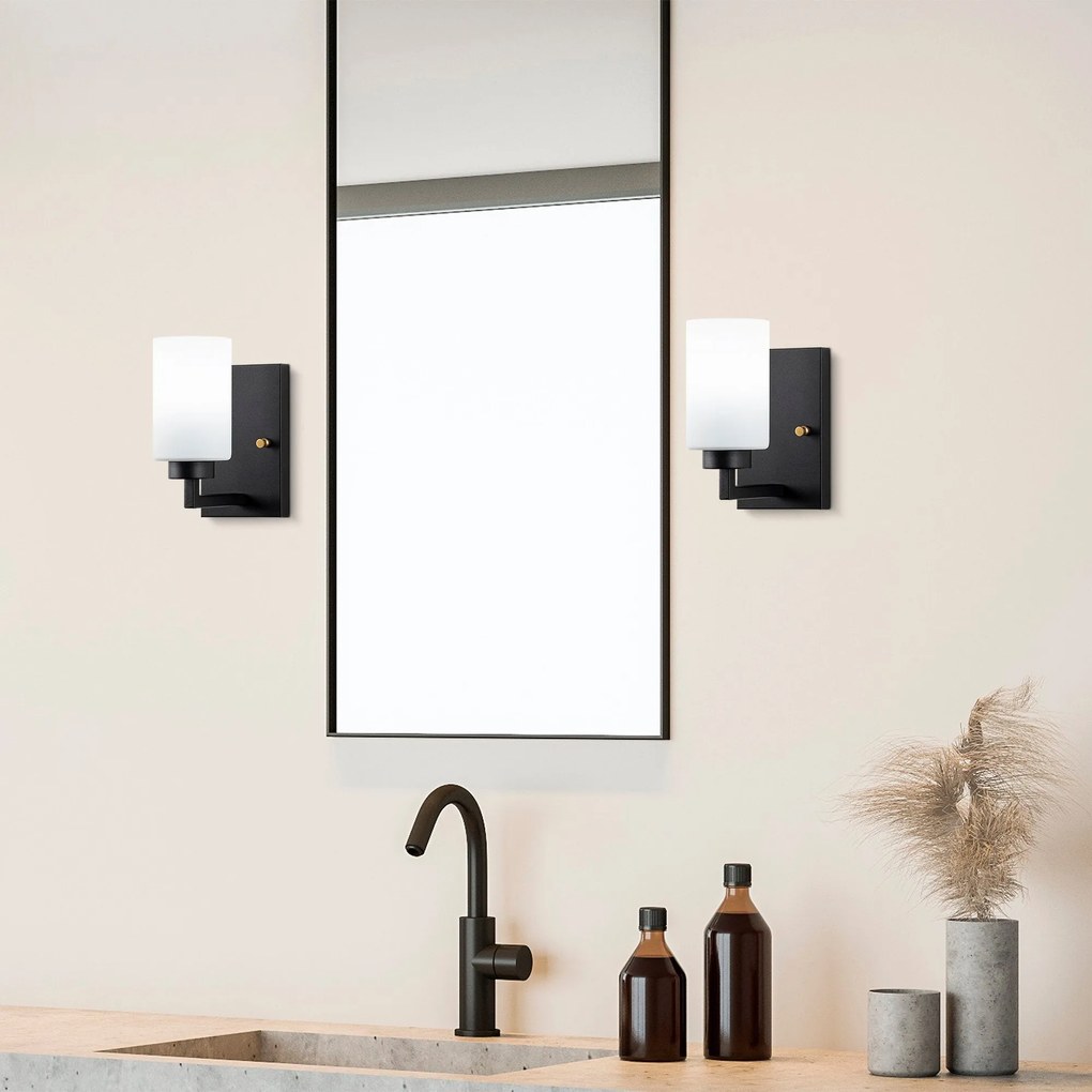 Candeeiro de Parede Hania – Preto e Branco – 10 x 19 x 23 cm