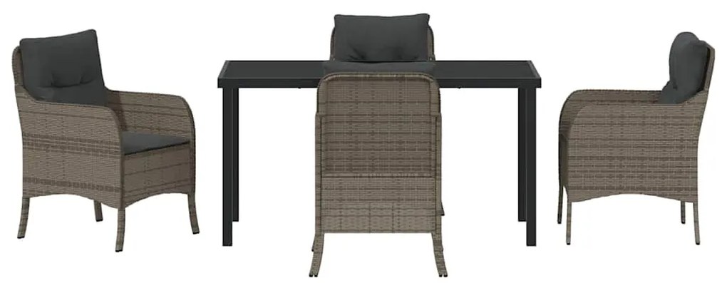 Conjunto de Jantar de Jardim 5 Peças com Almofadas Cinza Rattan Poliés