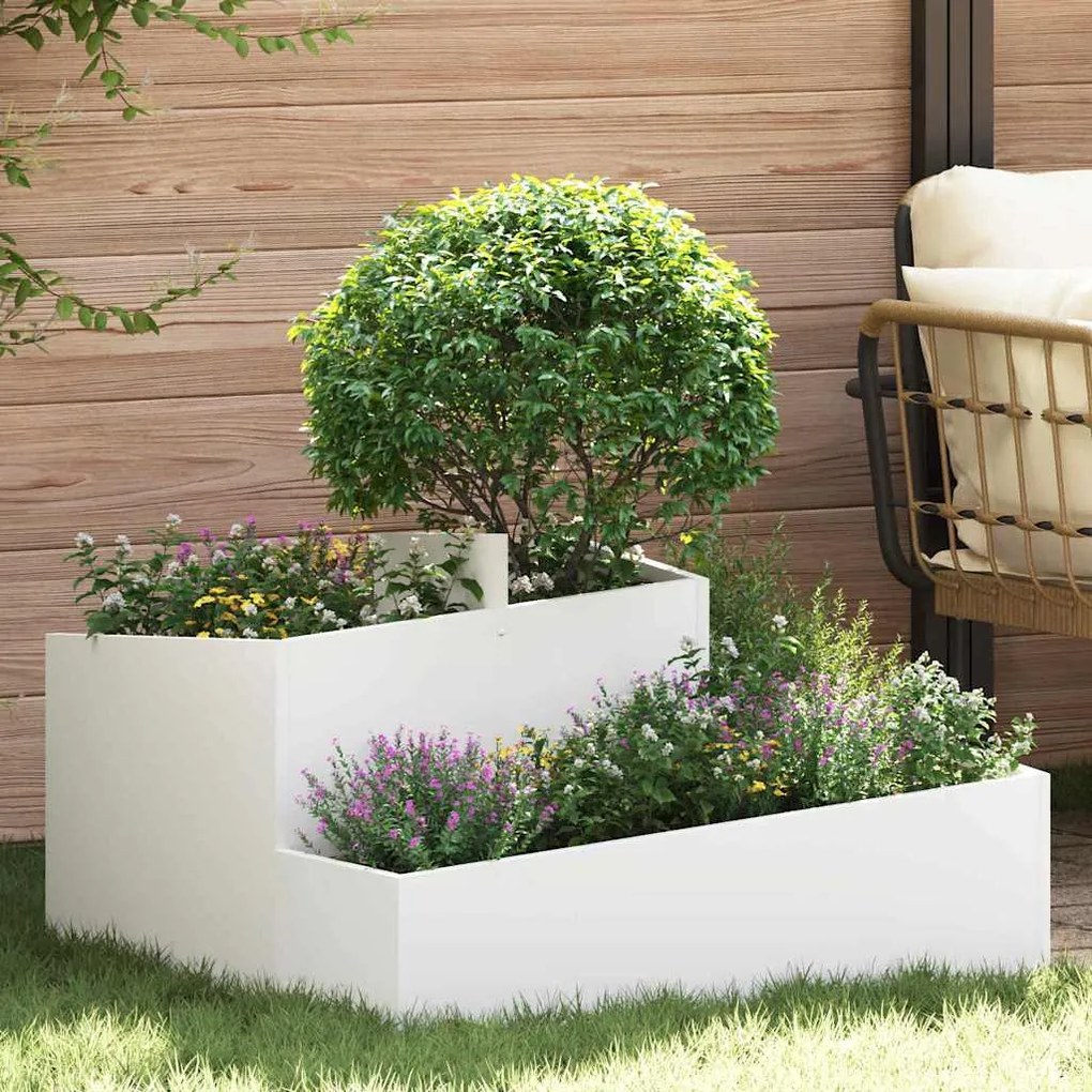 vidaXL Vaso de Jardim Branco 80 x 80 x 50 cm Aço laminado a frio