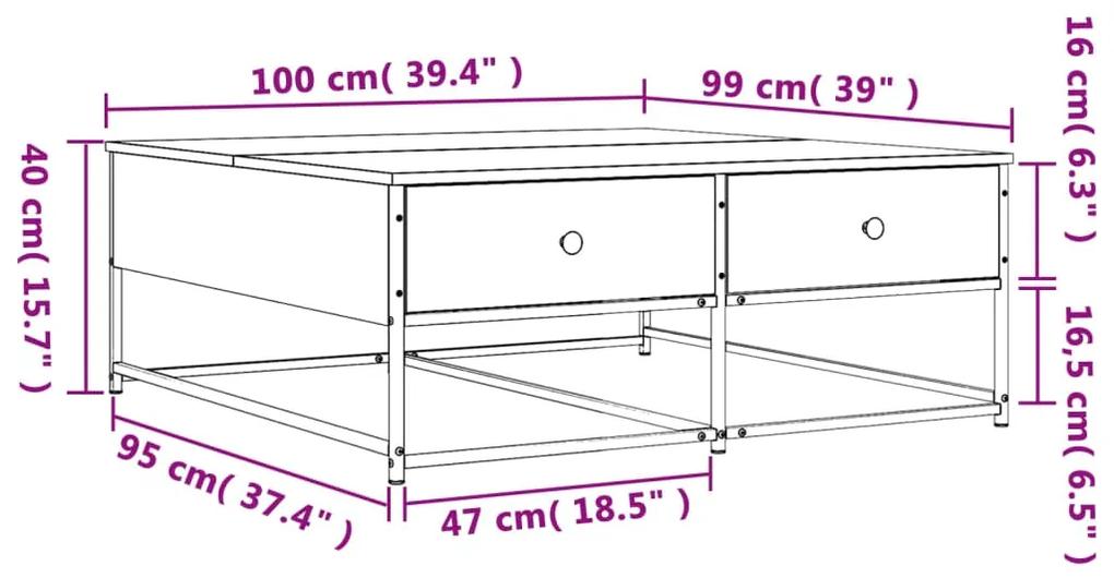 Mesa de centro 100x99x40 cm derivados de madeira preto
