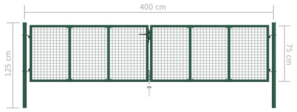 Portão de jardim em rede 400x75 cm aço verde