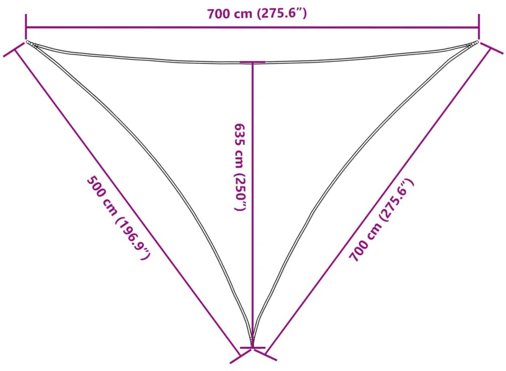 Para-sol estilo vela tecido oxford triangular 5x7x7 m castanho