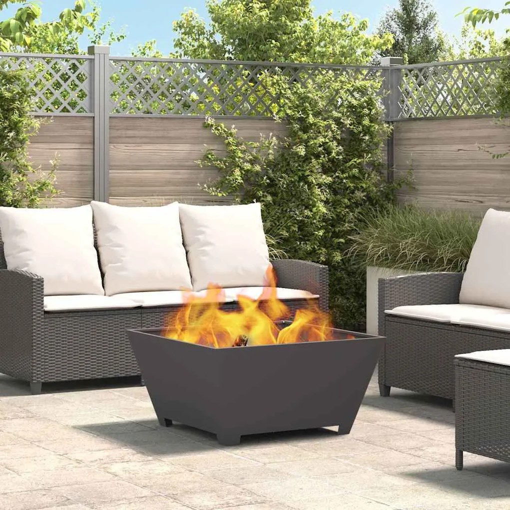 vidaXL Fire Pit Preto 80 x 80 x 40 cm Aço laminado a frio