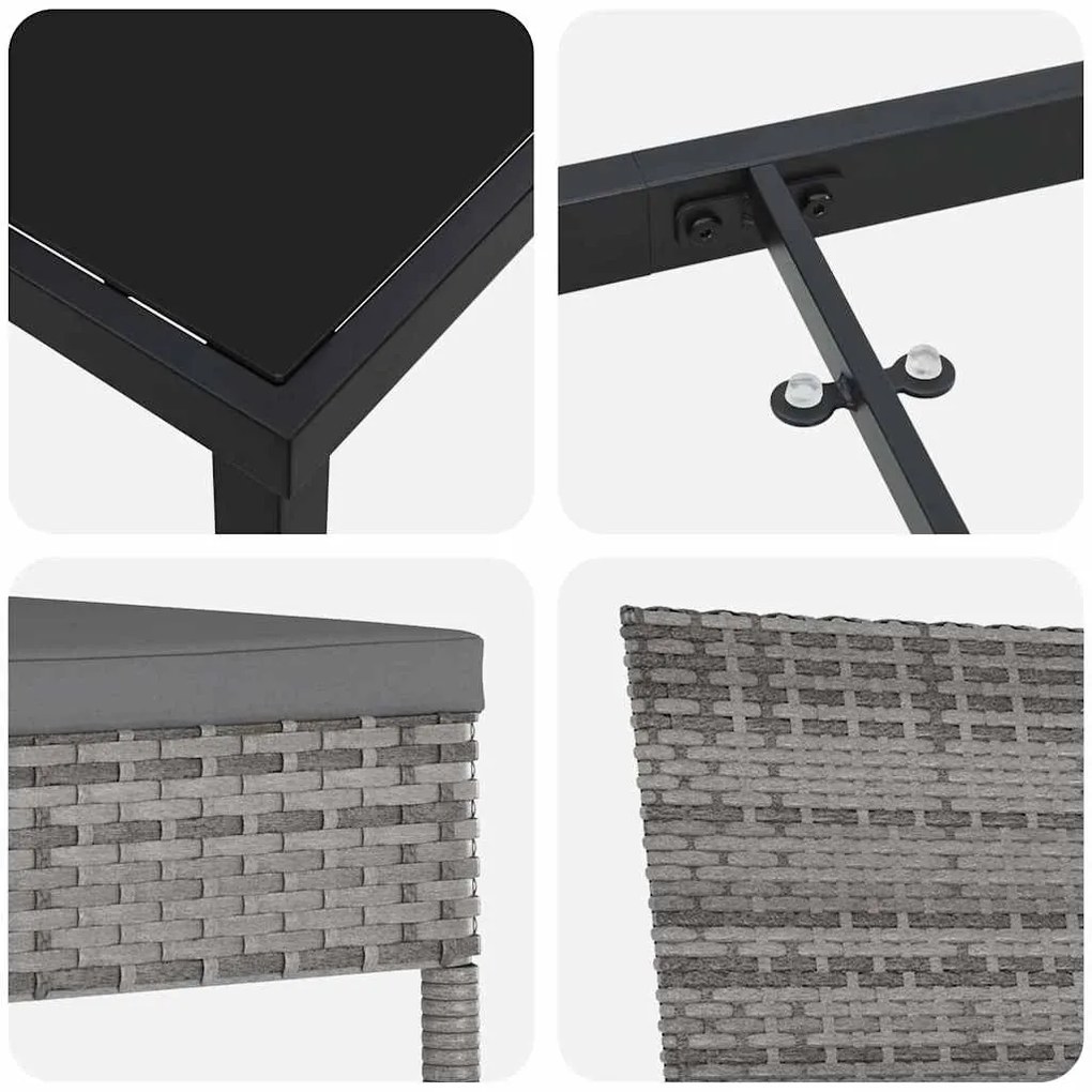 Conjunto de Jantar para Jardim - 3 Peças em Rattan Sintético Cinza