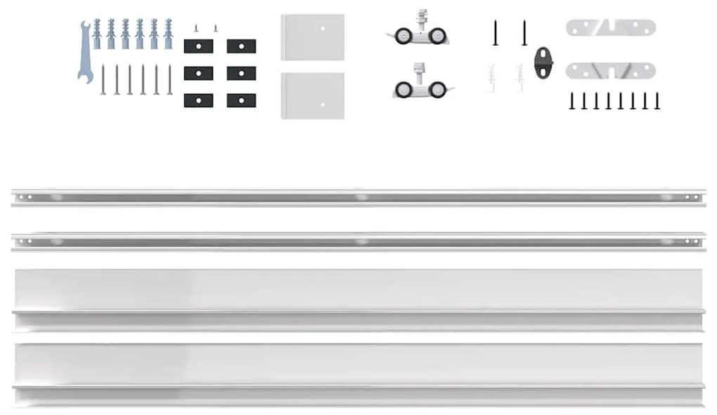 Kit de ferragens para porta de correr tira liga alumínio 183 cm