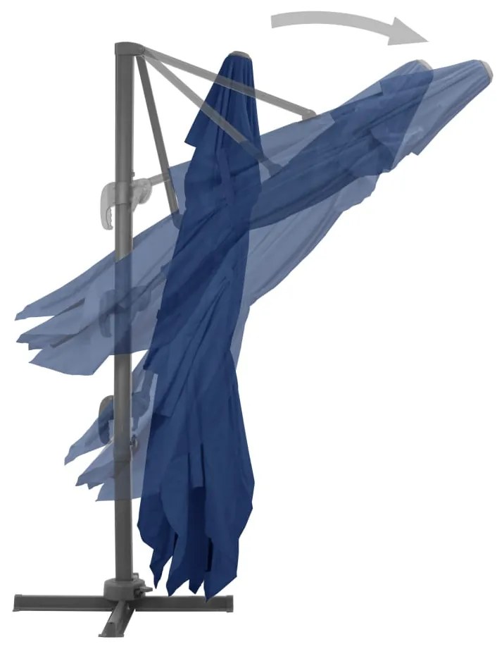 Guarda-sol jardim cantilever c/ poste alumínio 4x3 m azul ciano