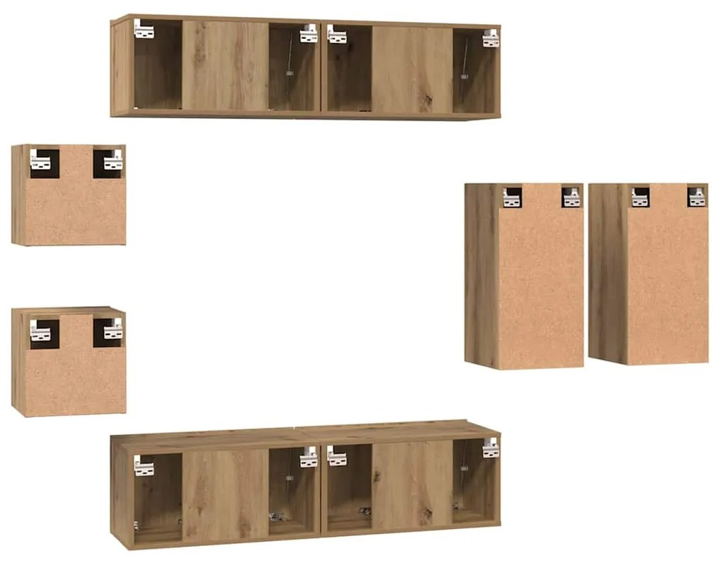 Conjunto de móvel de TV com prateleira 8 pcs carvalho artisiano