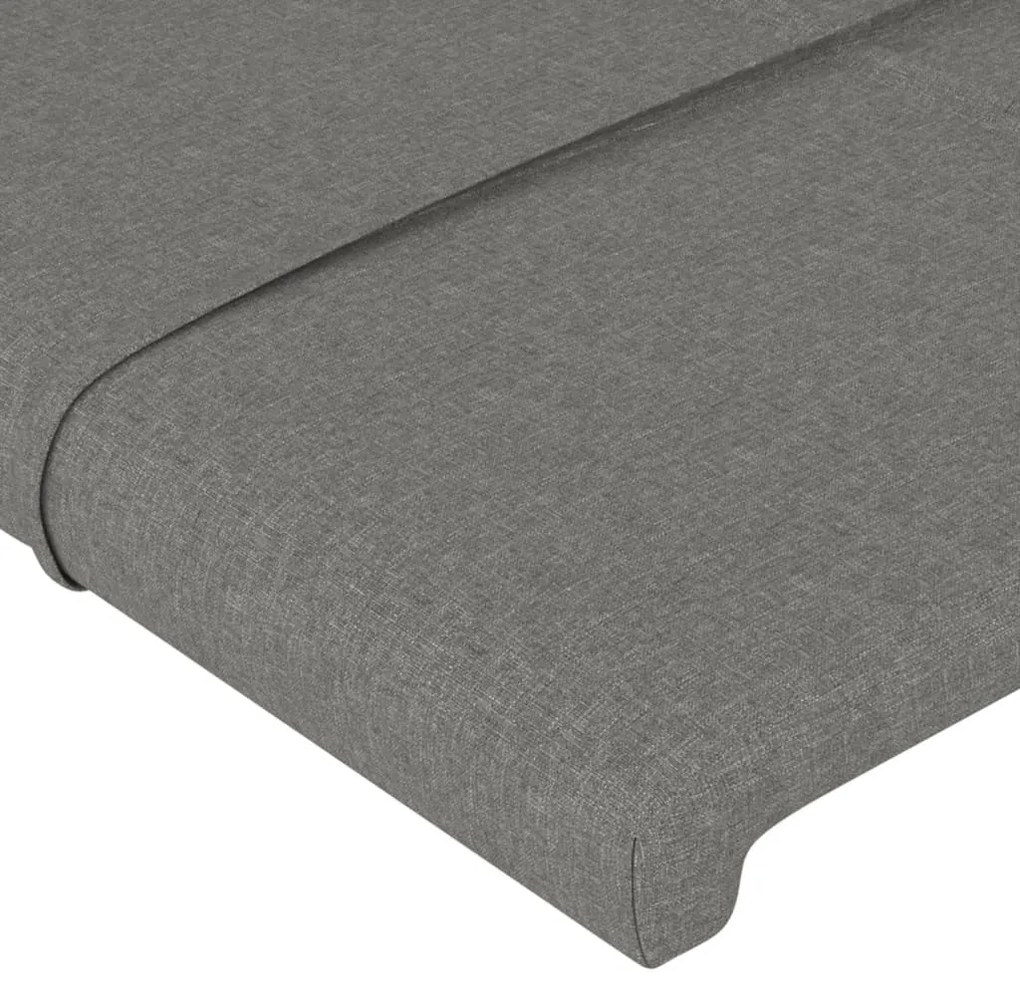 Estrutura de cama c/ cabeceira tecido 90x190 cm cinza-escuro