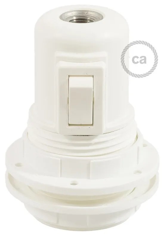 Double ferrule thermoplastic E27 lamp holder kit for lampshade with switch - Branco
