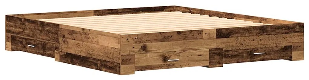 Cama com Gavetas vidaXL Madeira Velha 180x200 cm Madeira de Engenharia