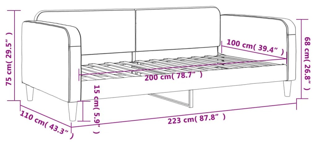 Sofá-cama 100x200 cm tecido cinzento-acastanhado