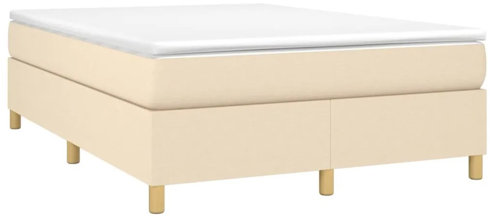 Estrutura de cama sem colchão 140x200 cm tecido cor creme