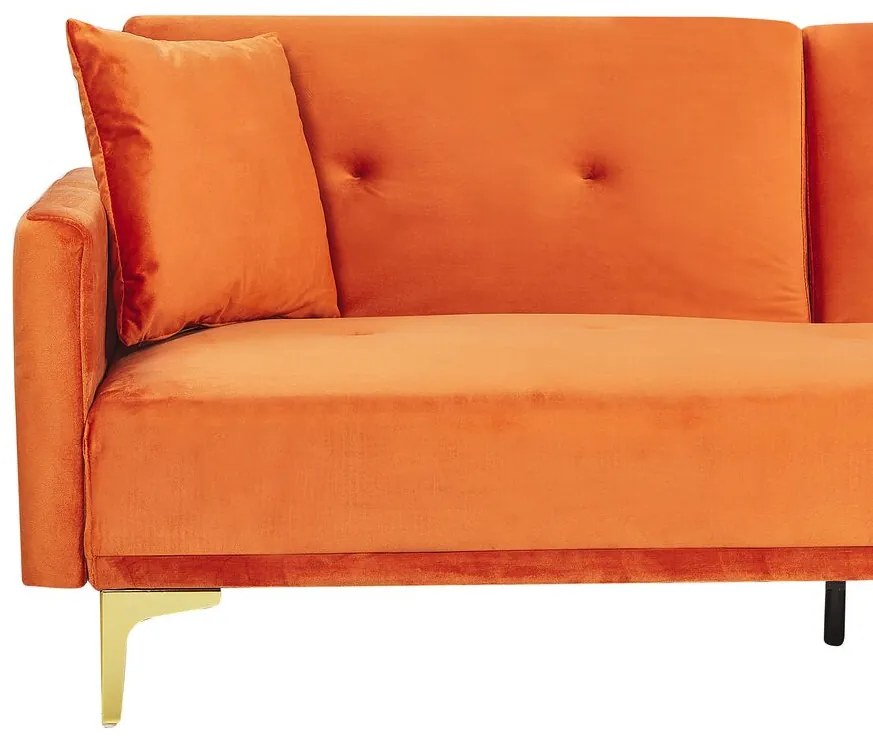 Sofá-cama de 3 lugares em veludo laranja LUCAN Beliani