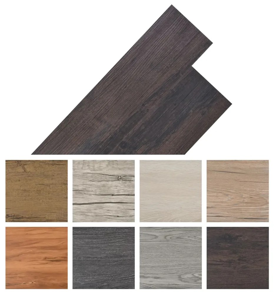 Tábuas de soalho PVC autoadesivo 5,21 m² 2 mm castanho-escuro