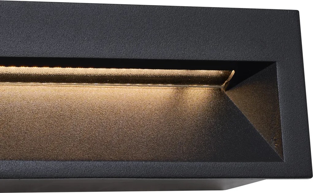 Conjunto de 6 Apliques de Parede Embutidos Modernos Pretos 28cm Incl. LED IP65 - Mert