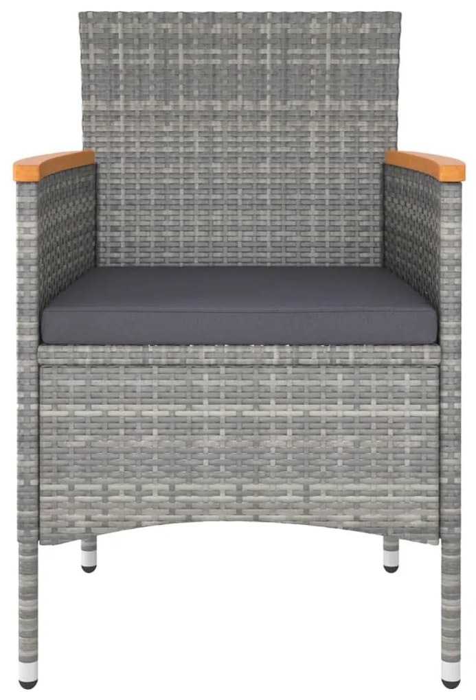 5 pcs conjunto bistrô de jardim vime PE/acácia maciça cinzento