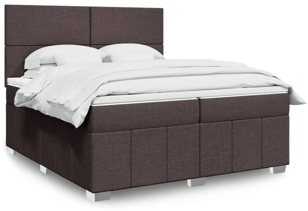 vidaXL Cama com molas/colchão 200x200 cm tecido castanho-escuro