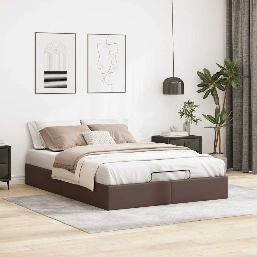 Estrutura de cama otomana sem colchão 140x200 cm castanho
