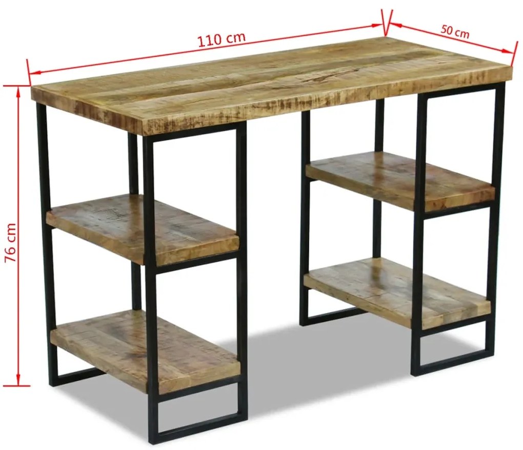 Mesa de escritório madeira de mangueira 110x50x76 cm