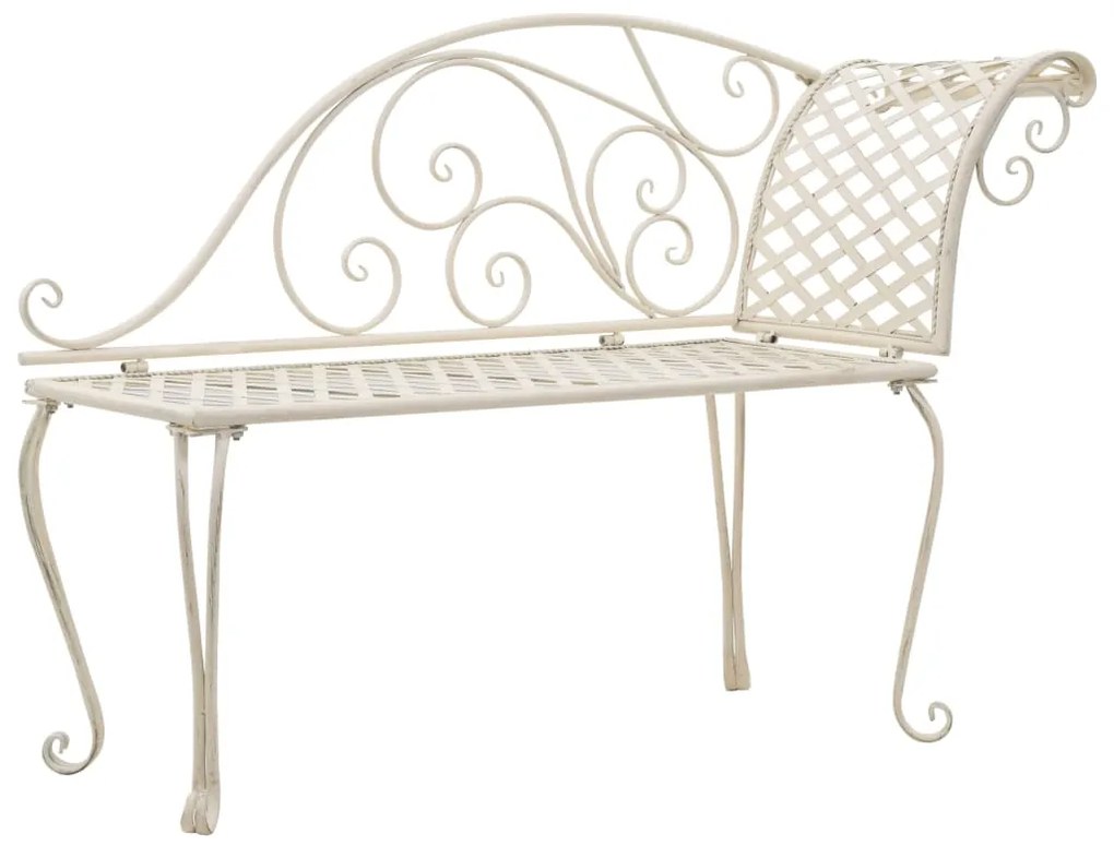 Chaise lounge para jardim 128 cm metal antigo branco