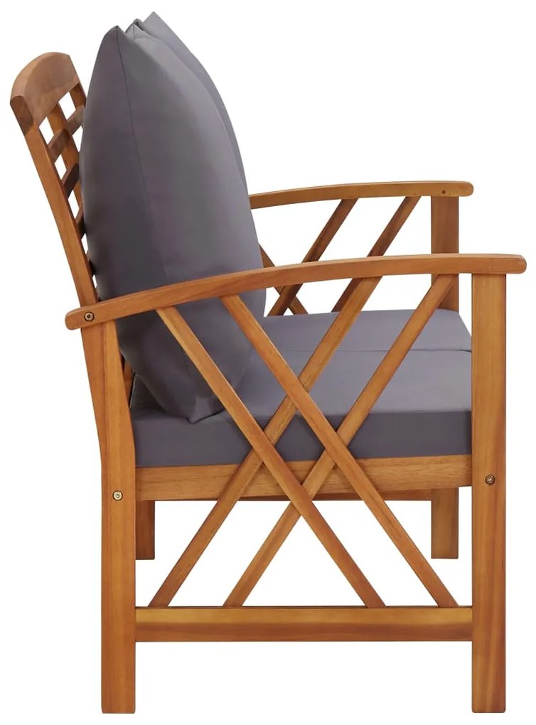 3 pcs conjunto lounge de jardim c/ almofadões acácia maciça