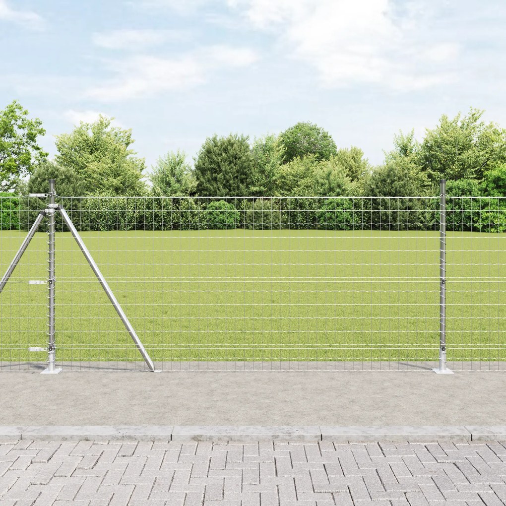 vidaXL Cerca Euro com 7 Posts Flangeados 1x10 m Aço Galvanizado