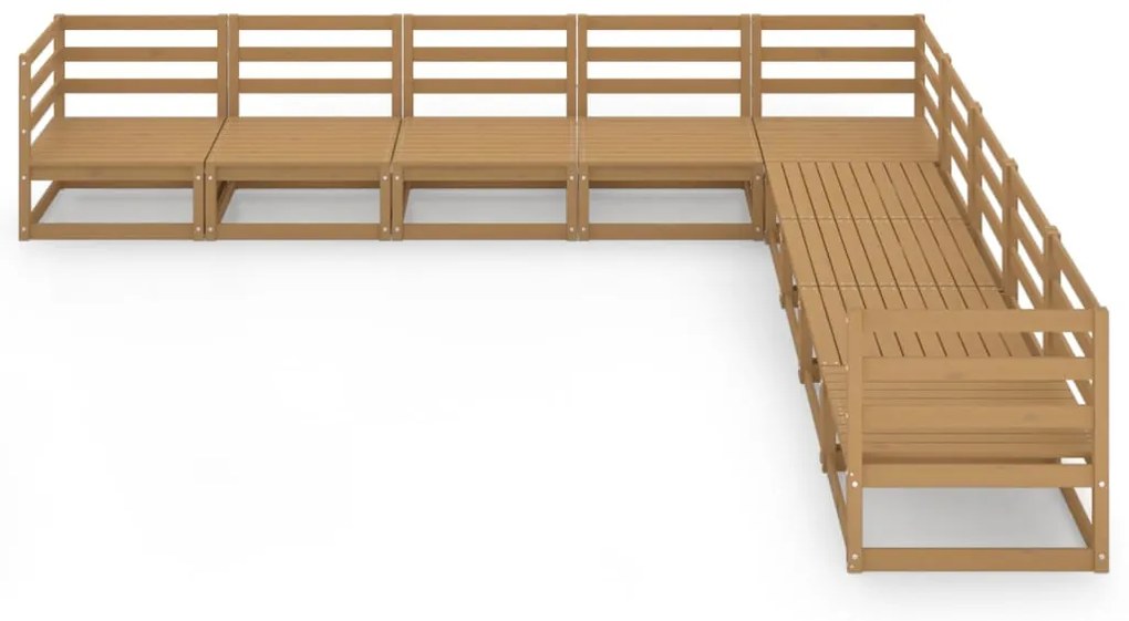 9 pcs conjunto lounge de jardim pinho sólido castanho mel