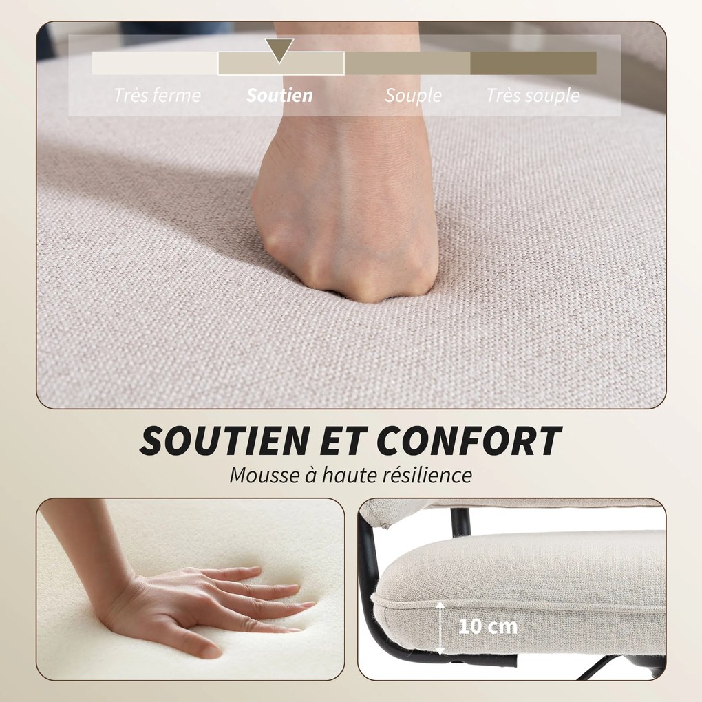Cadeira de escritório ergonómica, cadeira de escritório com altura ajustável, giratória a 360°, 63 x 65 x 83-92 cm, creme