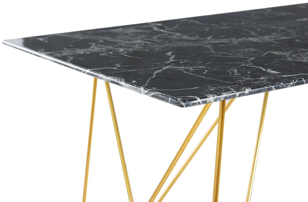 Mesa de jantar com efeito de mármore preto e dourado 140 x 80 cm KENTON Beliani