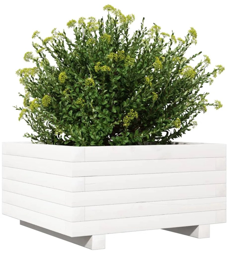 Vaso/floreira de jardim 50x50x26,5 cm pinho maciço branco