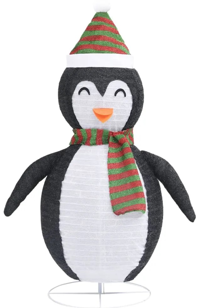 Pinguim de Natal decorativo com luzes LED tecido de luxo 90 cm