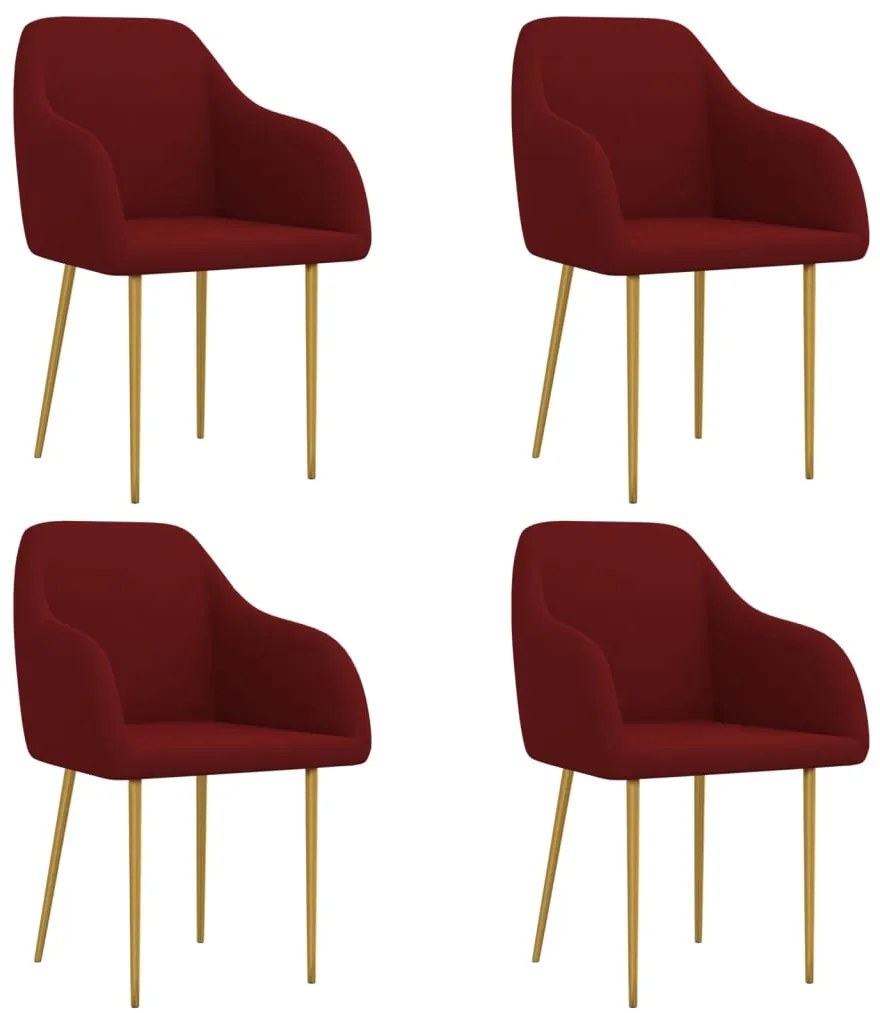 vidaXL Cadeiras de jantar 4 pcs veludo vermelho tinto