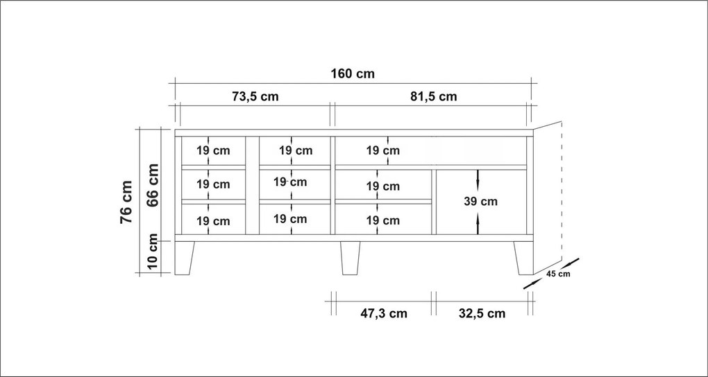 TV Stand Marina – Pinho Atlântico – 160x76x45 cm