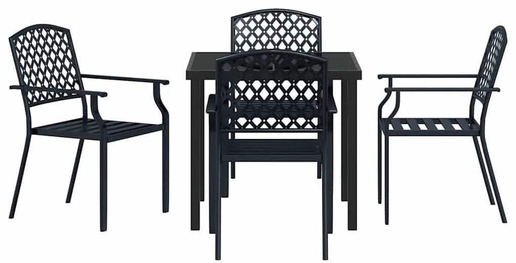 Conjunto de Jantar de Jardim de 5 Peças Anthracite em Aço