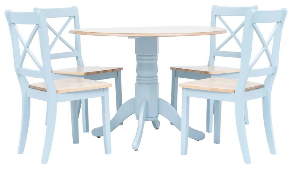 vidaXL 5 pcs conjunto de jantar seringueira maciça cinzento e castanho