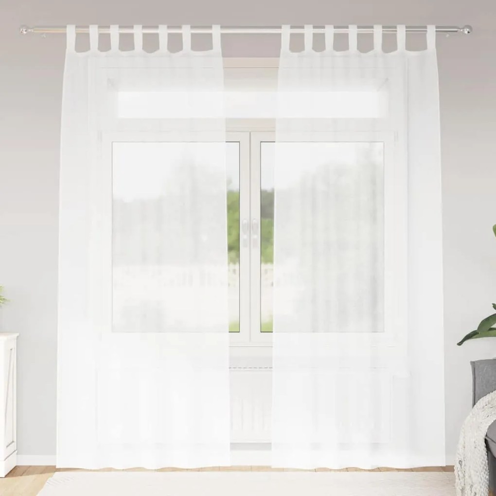 vidaXL Cortina de Voile 2 pcs Branco 225 x 140 cm Poliéster