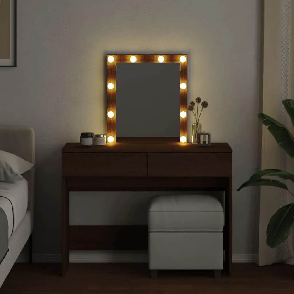 Toucador com LEDs 100x40x130 cm cor carvalho castanho