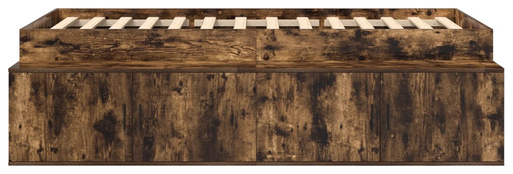 Estrutura de Cama de Armazenamento Carvalho Fumado 90x190 cm