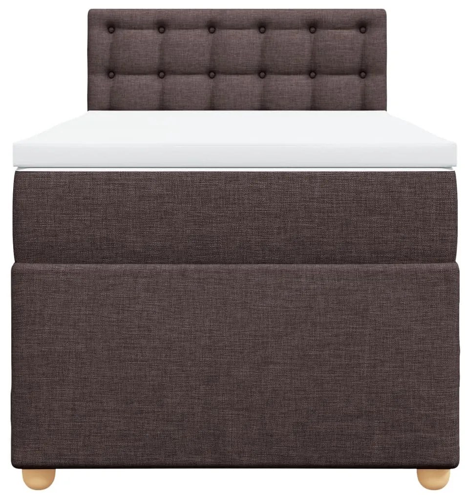 Cama com molas/colchão 100x200 cm tecido castanho-escuro