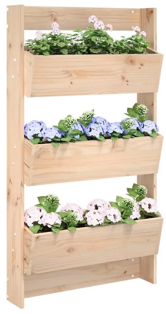 vidaXL Floreira de parede com 3 caixas 60x18,5x110 cm pinho maciço