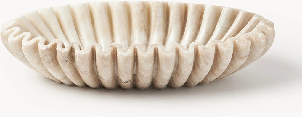 Taça decorativa oval artesanal em mármore Santorini, L 35 cm