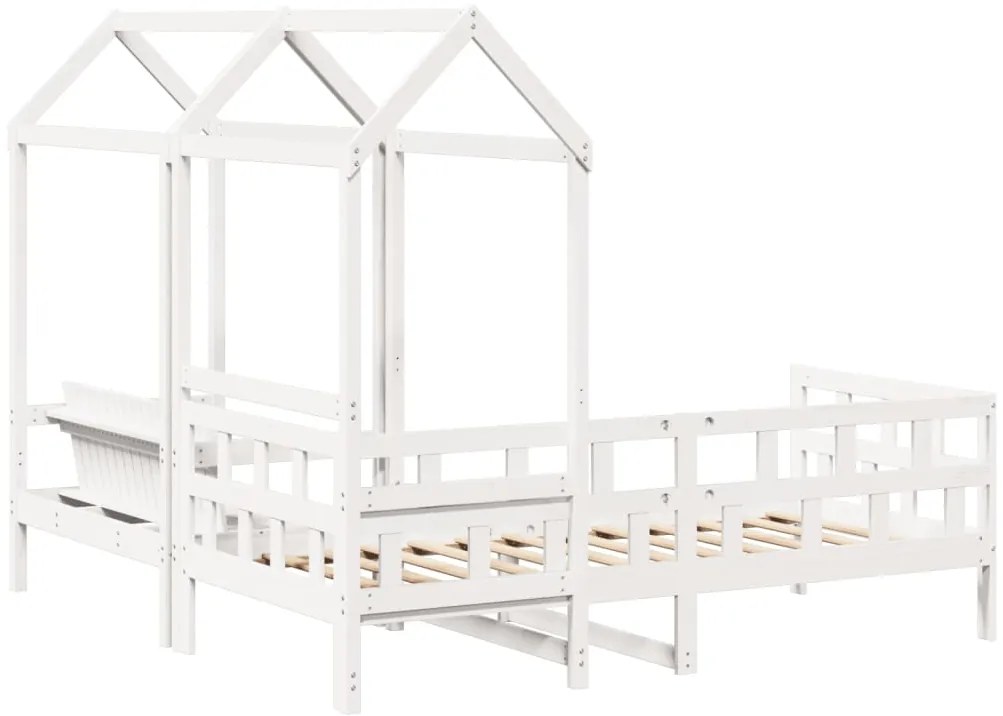 Conj. de sofá-cama com telhado 90x190 cm pinho maciço branco