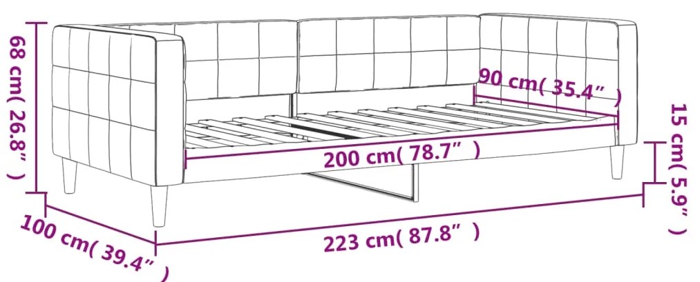 Sofá-cama 90x200 cm veludo amarelo