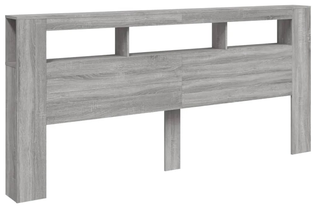 Cabeceira c/ LEDs 220x18,5x103,5 cm sonoma cinzento