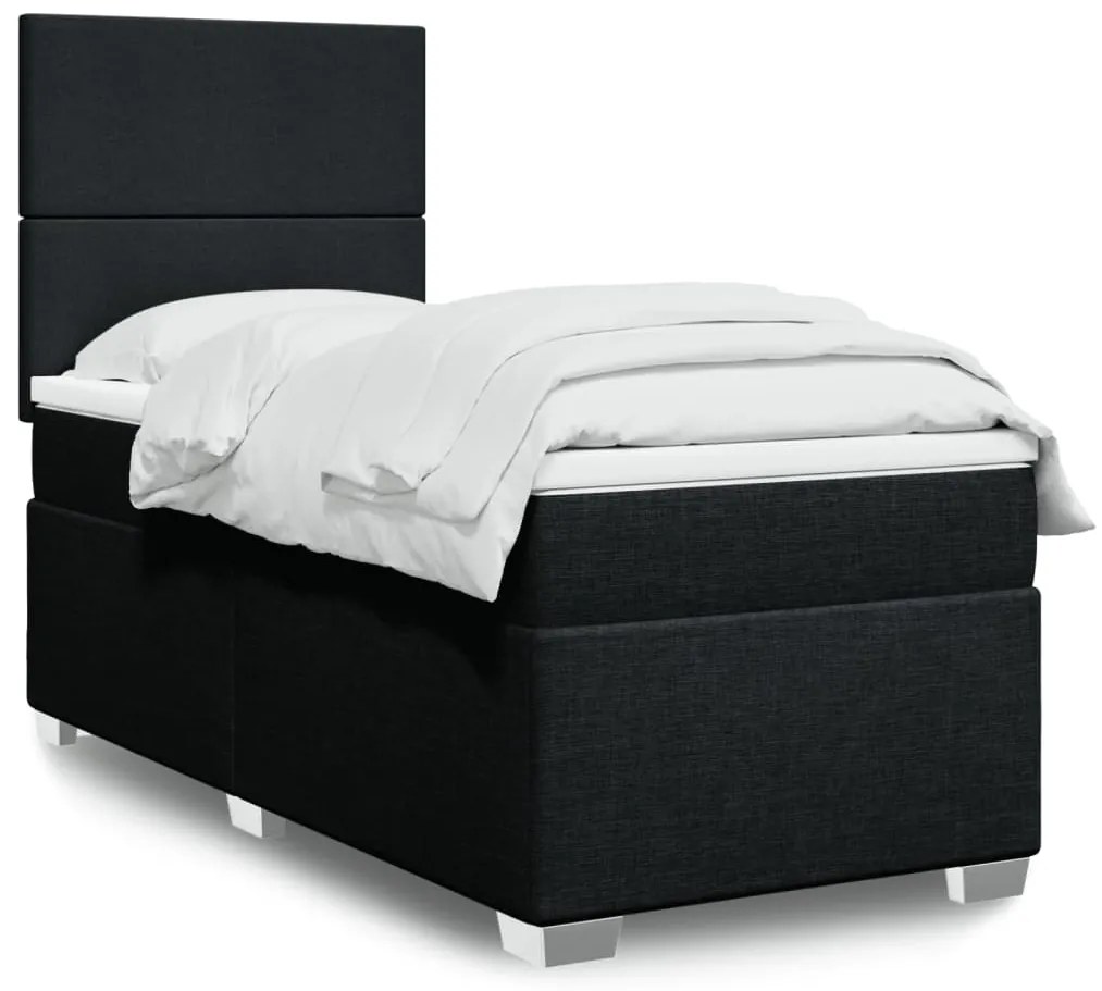 Cama com molas/colchão 90x190 cm tecido preto