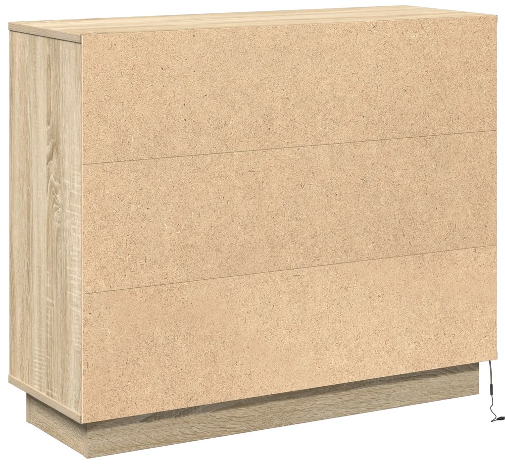 Sideboard vidaXL com LED Carvalho Sonoma 90x32x75 cm em madeira engenh