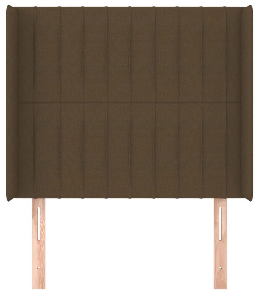 Cabeceira cama c/ abas tecido 103x16x118/128 cm castanho-escuro
