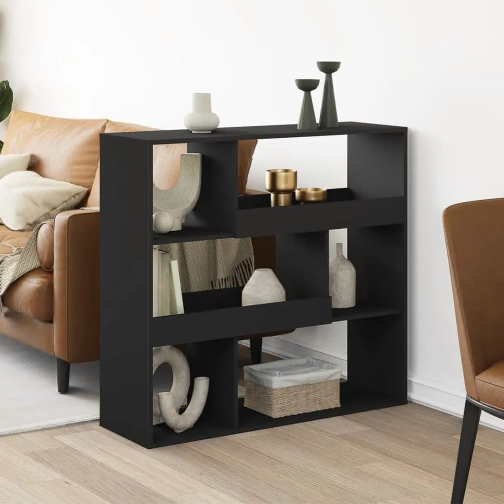 vidaXL Divisória 100x33x94,5 cm derivados de madeira preto